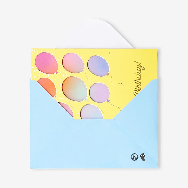 Birthday card - Flying balloons