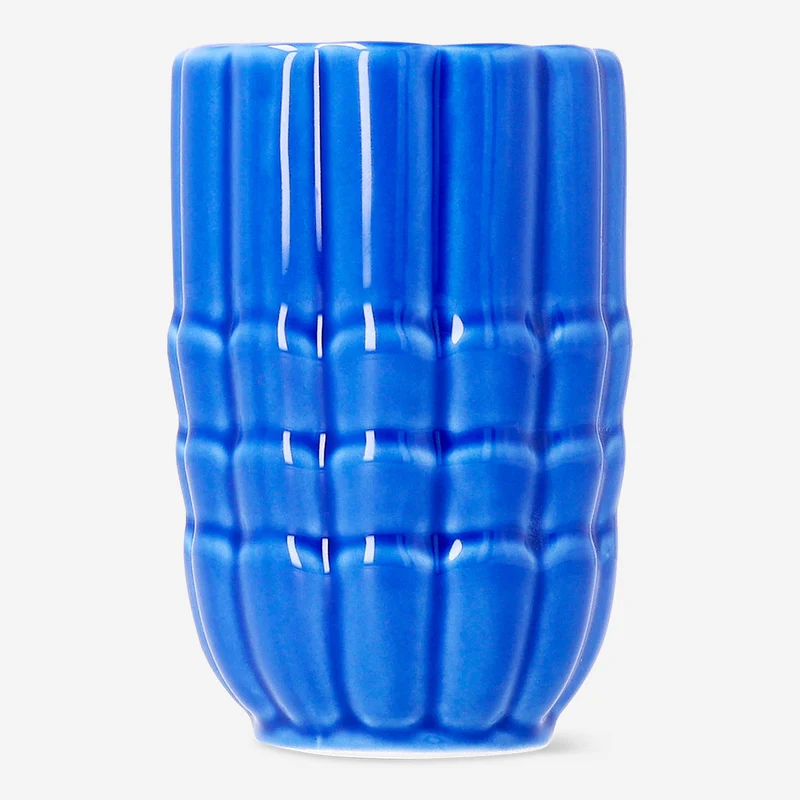 Blue ceramic seashell toothbrush holder