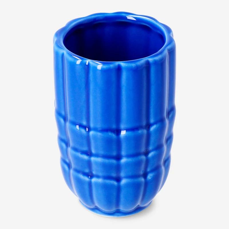 Blue ceramic seashell toothbrush holder
