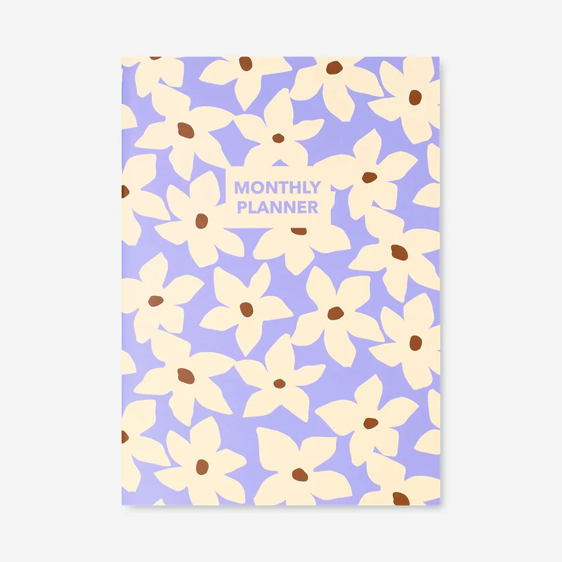 A4 floral soft cover monthly planner - English