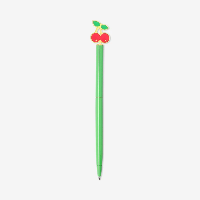 Ballpoint pen - Green with cherry topper