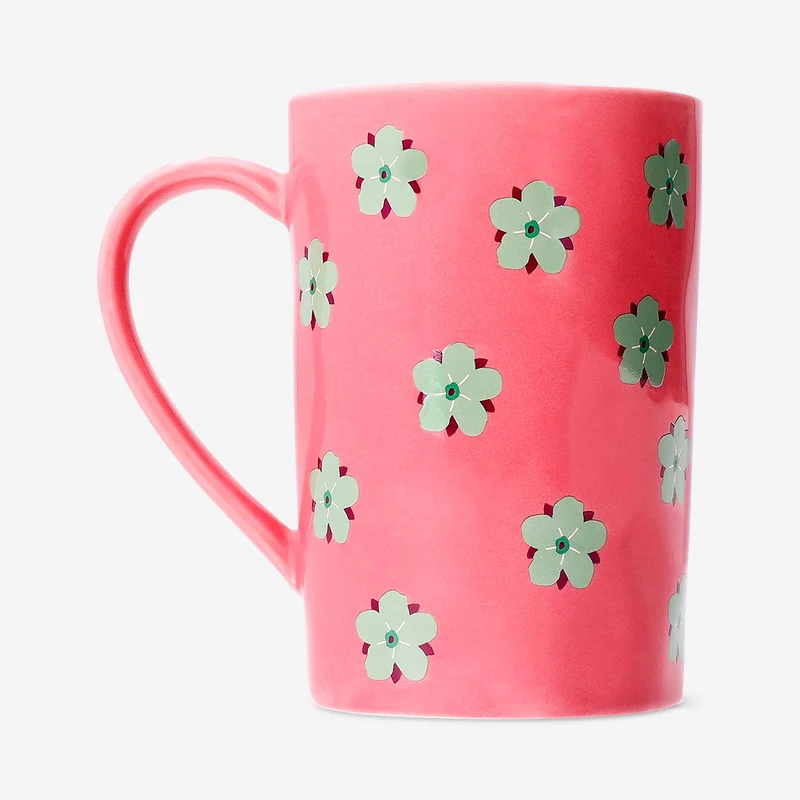 Pink mug with flowers - 570 ml