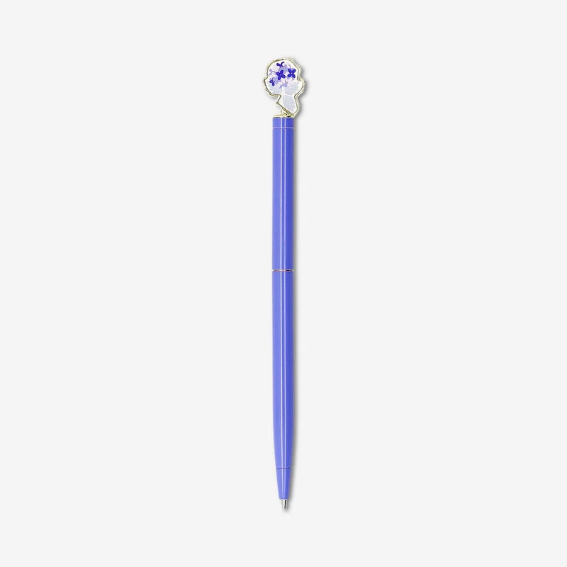Ballpoint pen - Blue with hydrangea topper