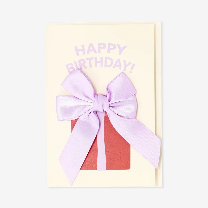Birthday card - Gift with ribbon