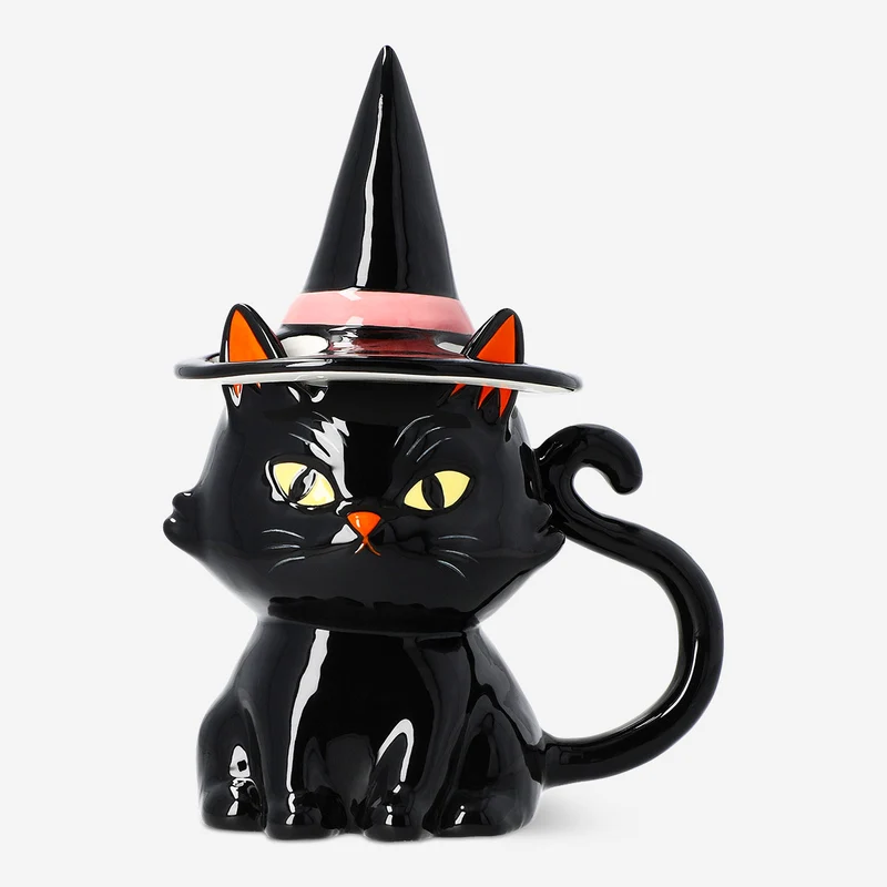 Black cat with witch hat mug - 340 ml