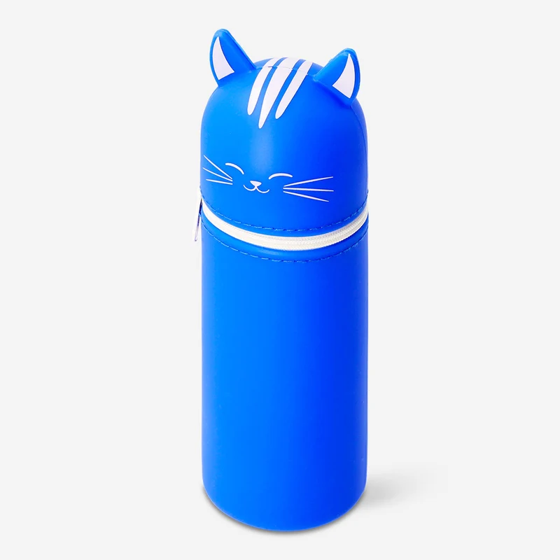 Blue silicone cat pencil case