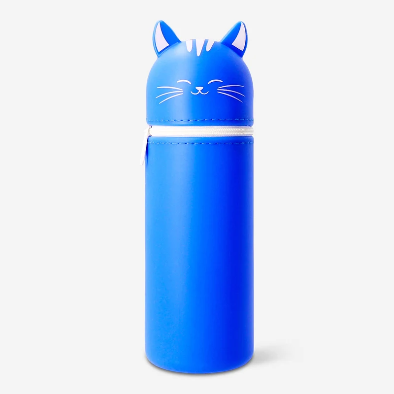 Blue silicone cat pencil case