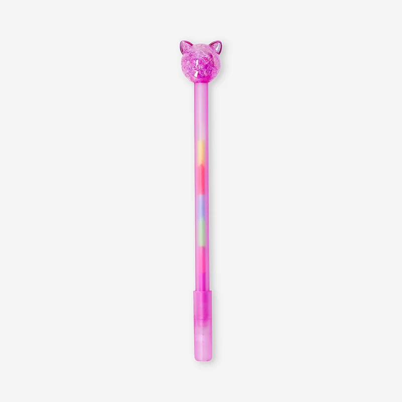 Multi-coloured gel pen - Purple cat topper