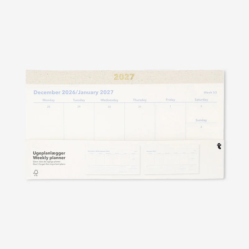 Weekly planner for desk 2027