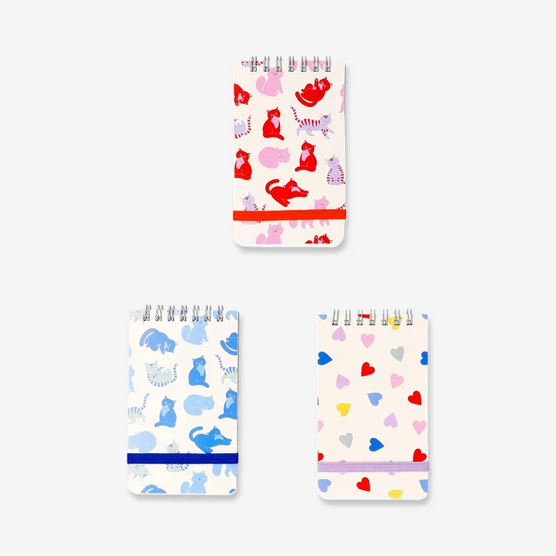 Spiralbound notepads with cat print - 3 pcs
