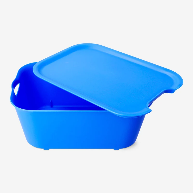 Blue storage box with lid - 19x26 cm