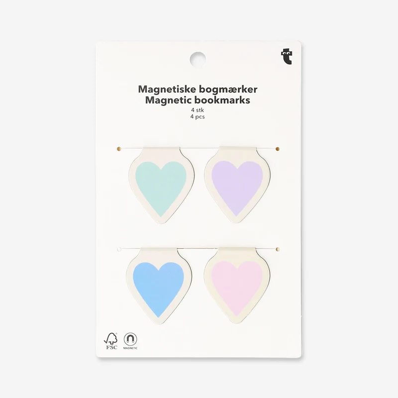 Magnetic bookmarks as hearts - 4 pcs