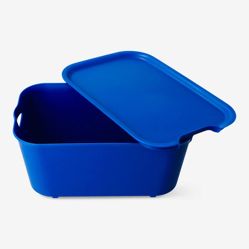 Navy storage box with lid - 13x19 cm