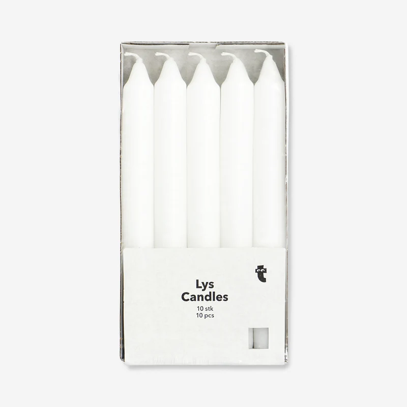 White dinner candle set - 10 pcs