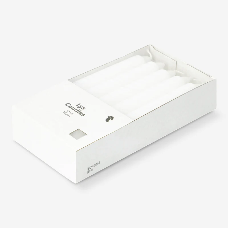 White dinner candle set - 10 pcs