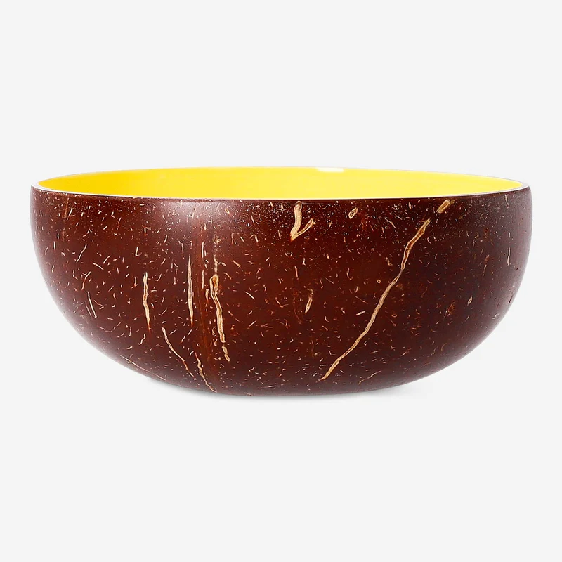 Hand-painted coconut bowl with crab motif - 13 cm