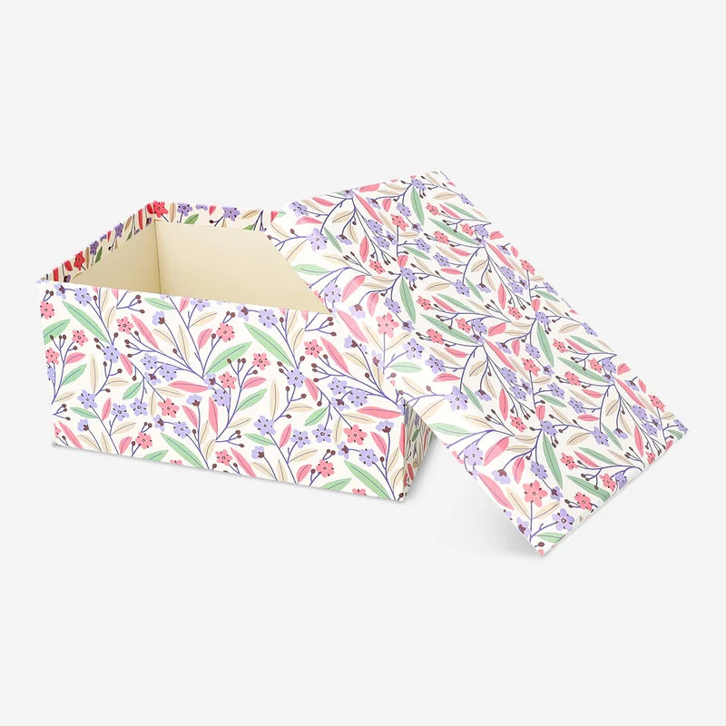 Storage box with multi coloured flowers - 17x24 cm