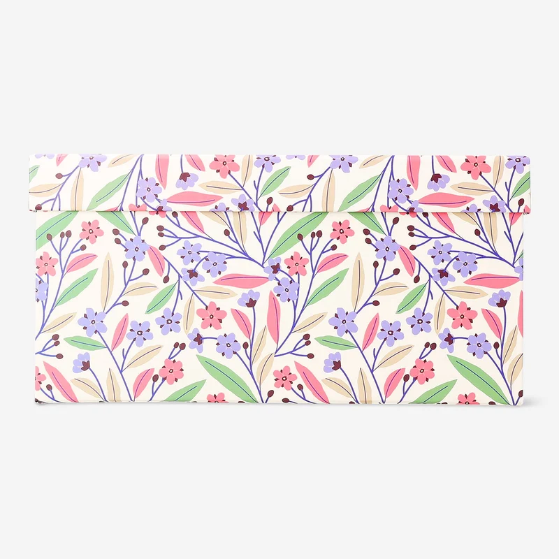 Storage box with multi coloured flowers - 17x24 cm
