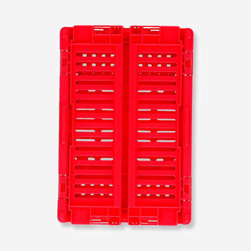 Red collapsible storage box with lid - 15x10 cm