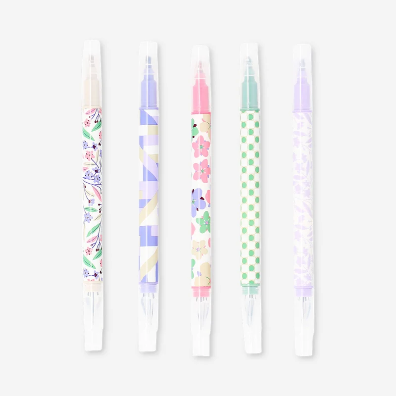Dual-tip pens with gel ink and highlighters - 4 pcs