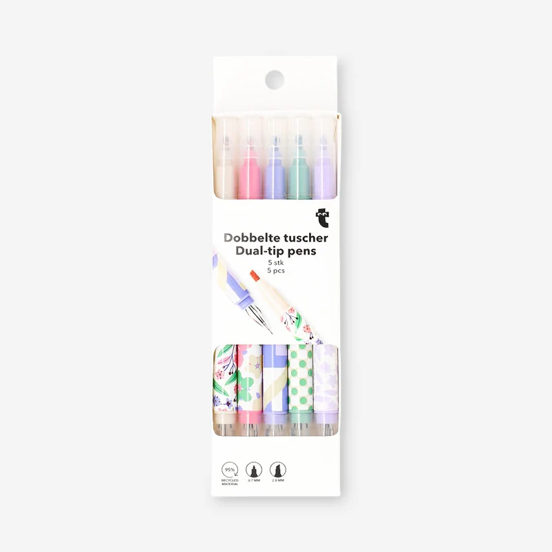 Dual-tip pens with gel ink and highlighters - 4 pcs