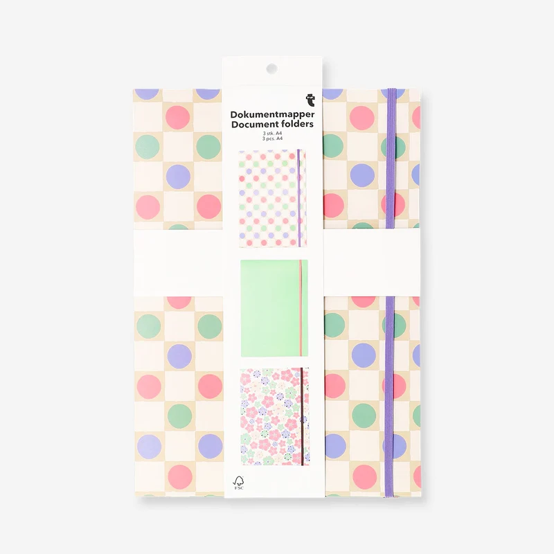 A4 document folders with prints - 3 pcs