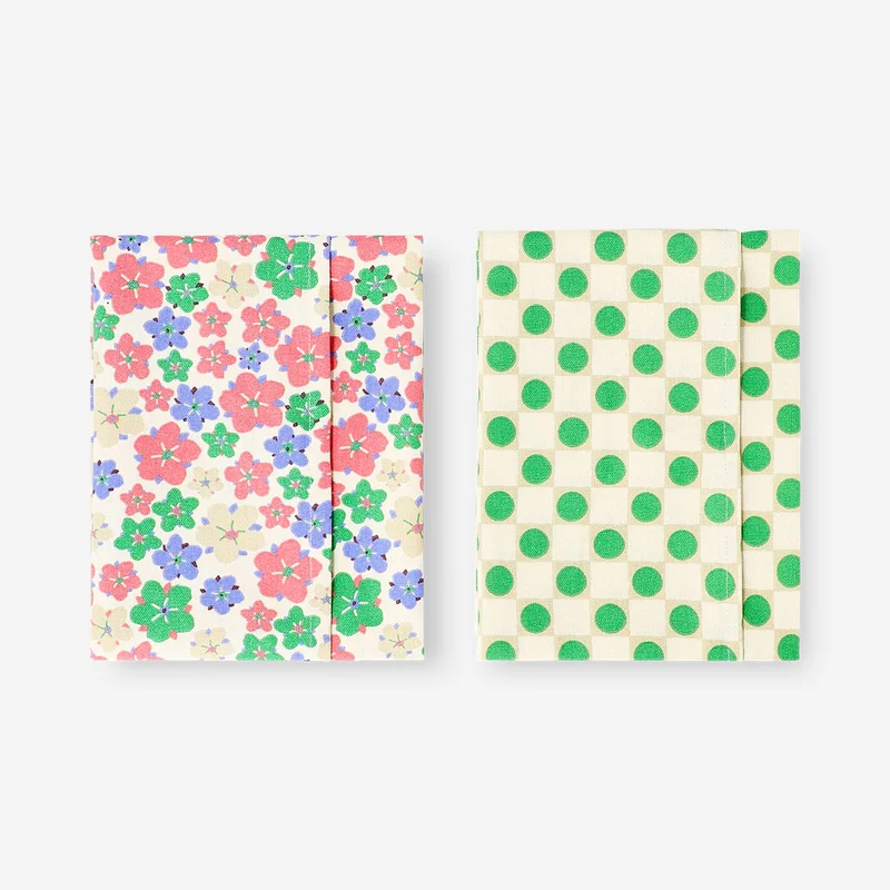 Tea towels with dots and flowers - 2 pcs