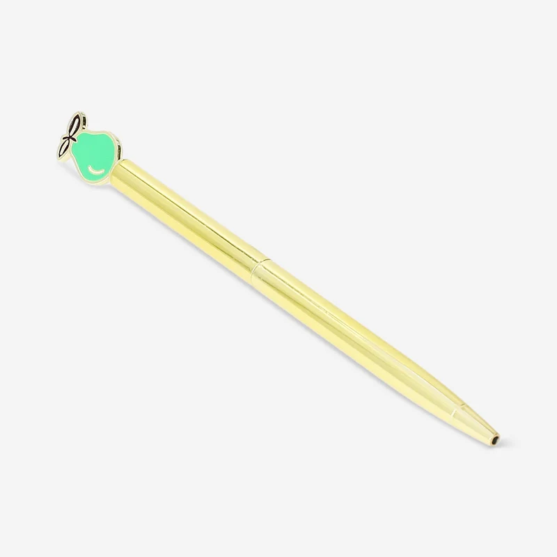 Ballpoint pen - Gold with green pear topper