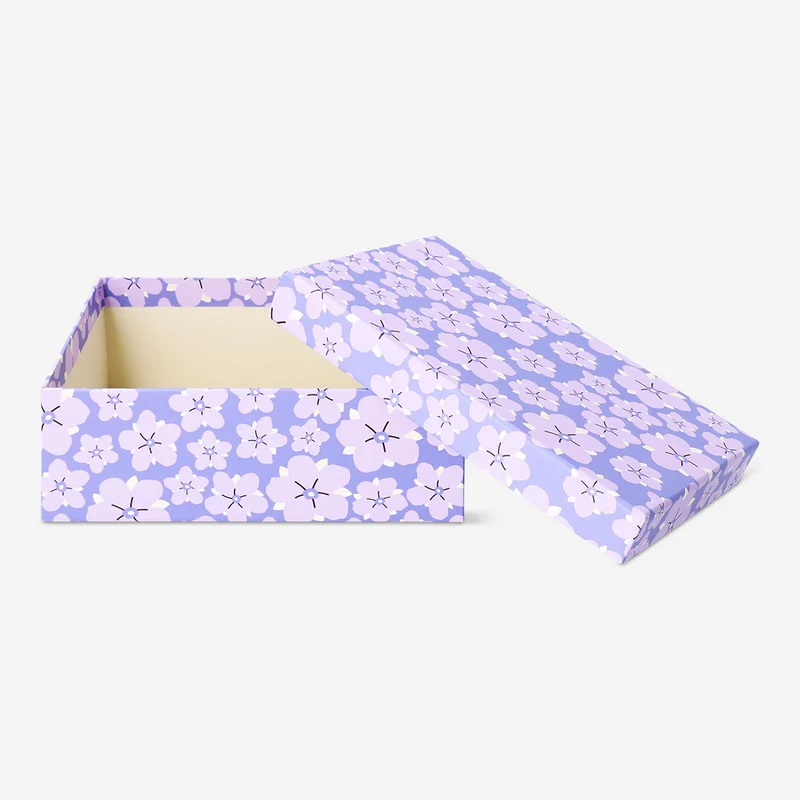 Storage box with purple flower - 14x20 cm
