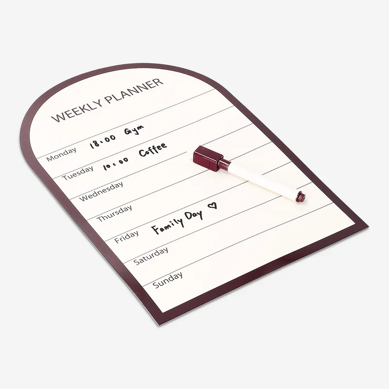 Magnetic weekly planner board with marker