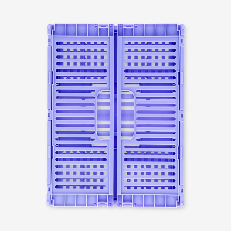 Blue collapsible storage box with lid - 28x28 cm