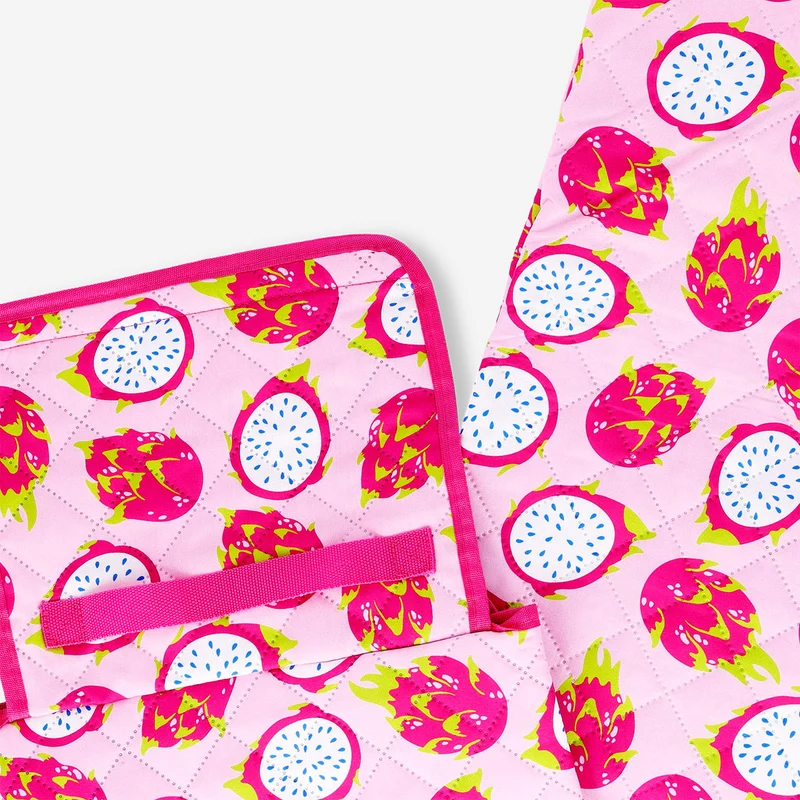 Picnic blanket with dragon fruit print and carrying strap - 170x90 cm
