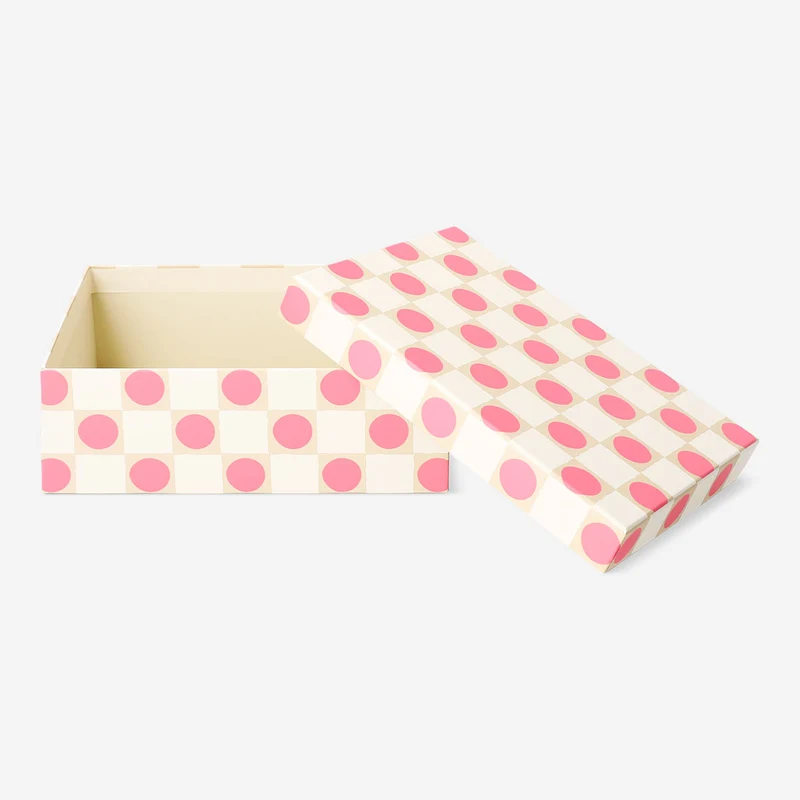 Storage box with pink polka dots - 14x20 cm