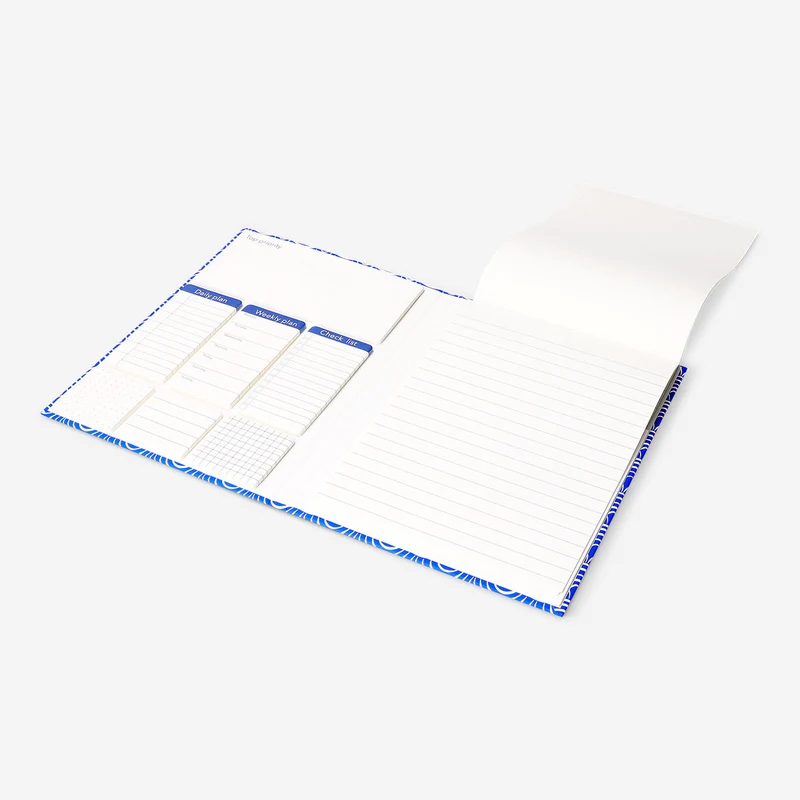 Blue clipboard with spirals and cat print