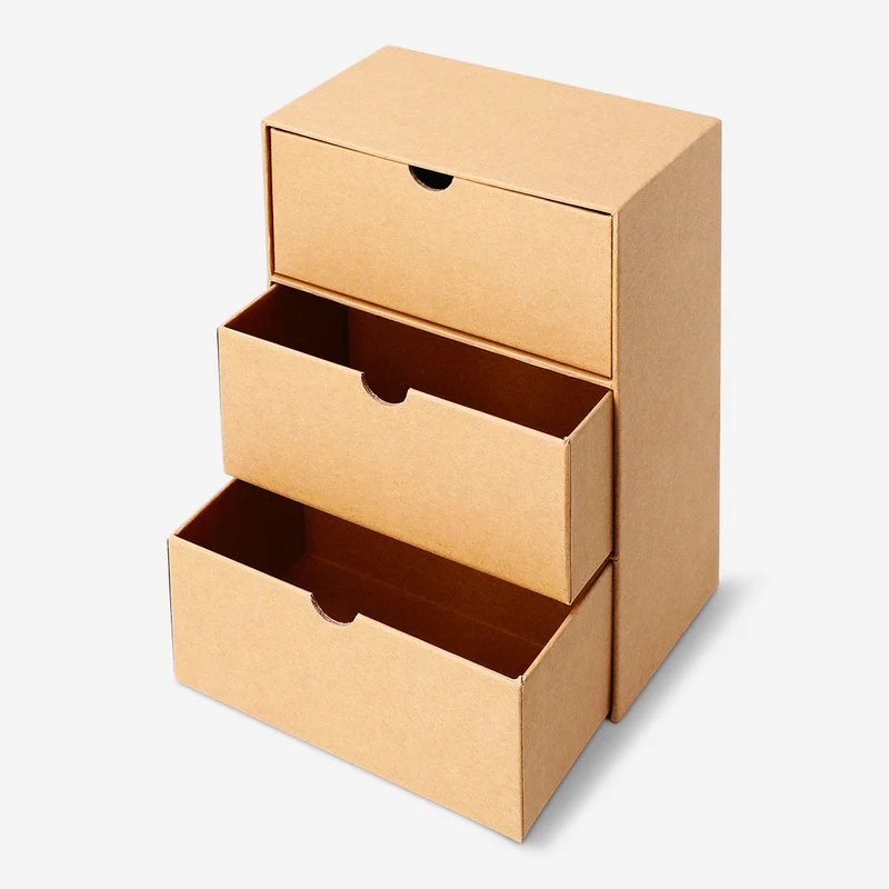 Vertical craft paper desk tidy with 3 drawers