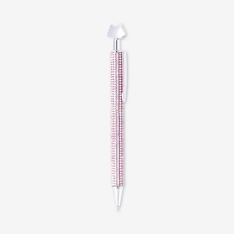 Ballpoint pen - Silver cat with rhinestones
