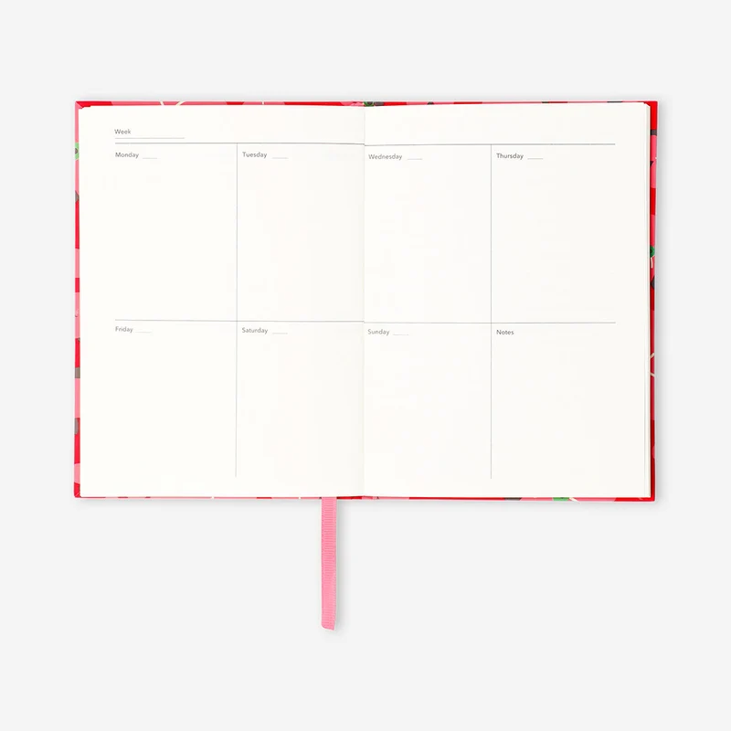 Red floral weekly planner