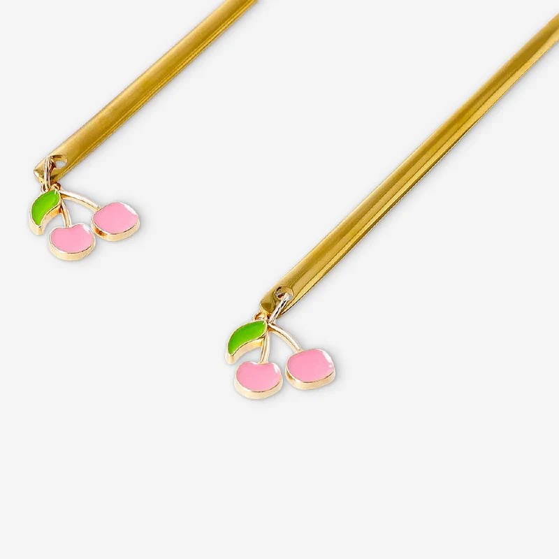 Gold dessert forks with cherry decorations - 2 pcs
