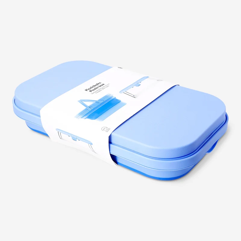 Blue foldable picnic box with table