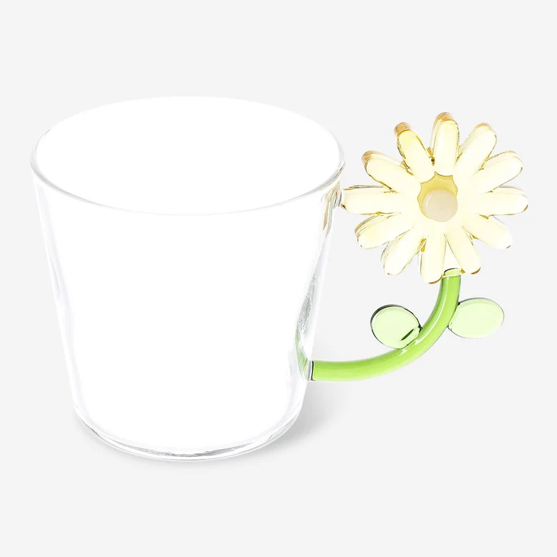 Drinking glass with yellow flower handle - 230 ml