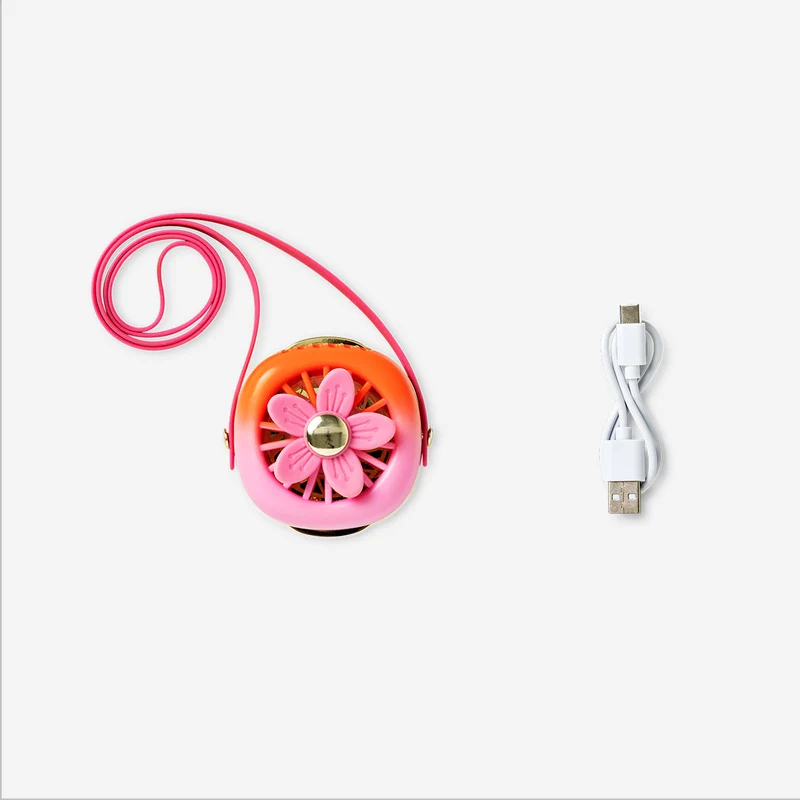 Flower fan with neck strap