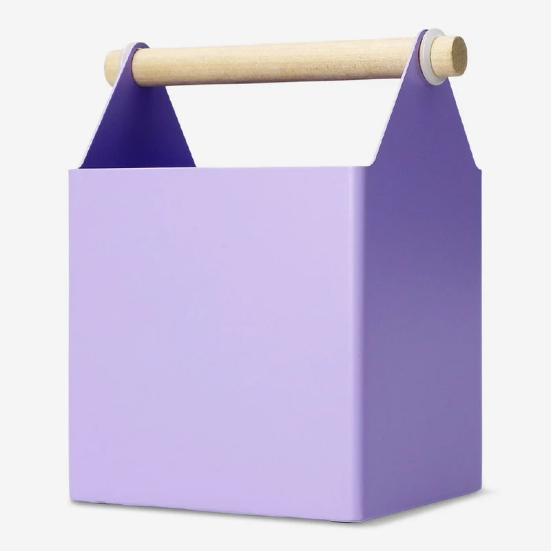 Purple metal desk organiser