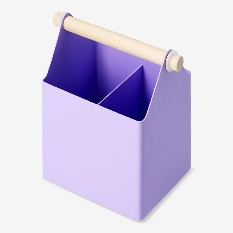 Purple metal desk organiser