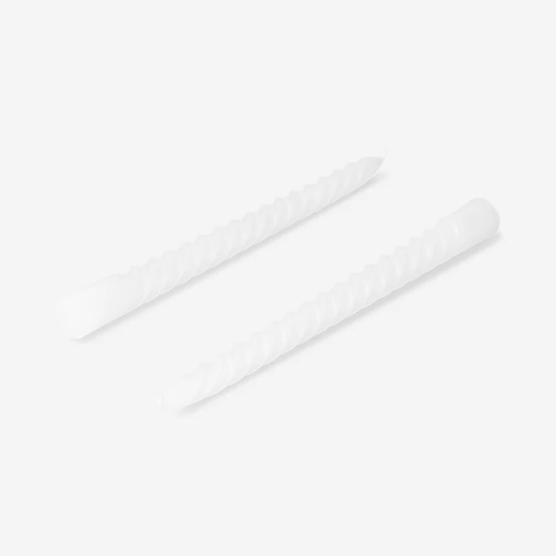 White twisted dinner candles - 4 pcs
