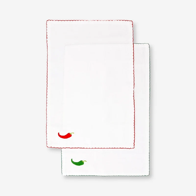 Placemats with embroidered chillies - 2 pcs