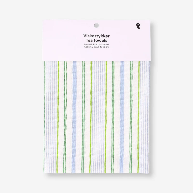Set of tea towels with checks and stripes - 2 pcs