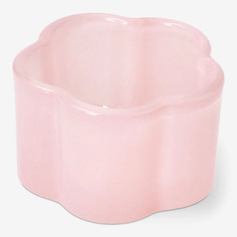 Milky pink glass tealight holder