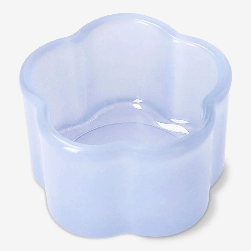 Milky blue glass tealight holder