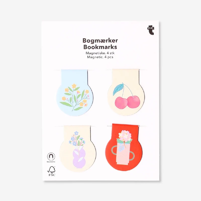 Magnetic bookmarks with flowers - 4 pcs