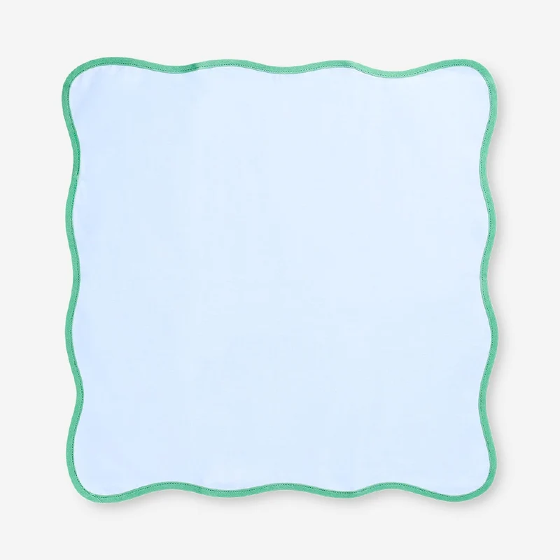Blue fabric napkins with scalloped edges - 2 pcs